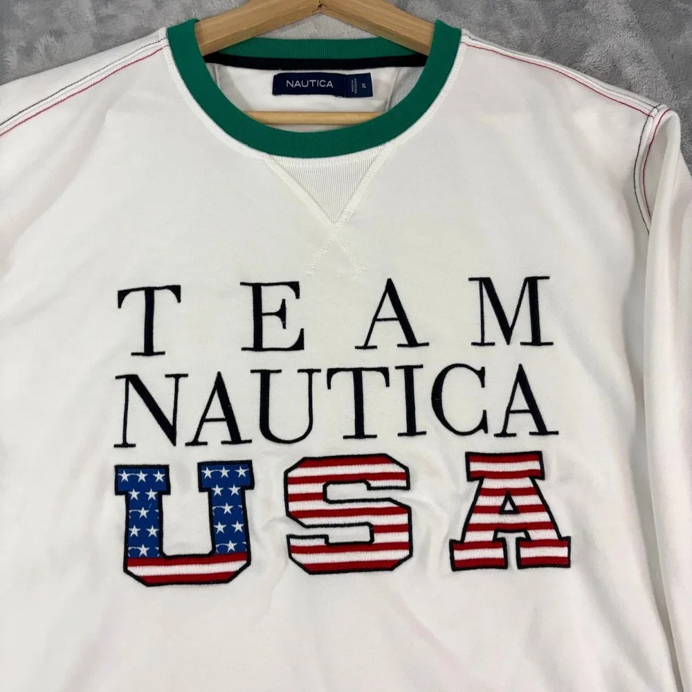 Vintage Team Nautica USA Crewneck Sweatshirt American Mens XL Preppy Yacht Club